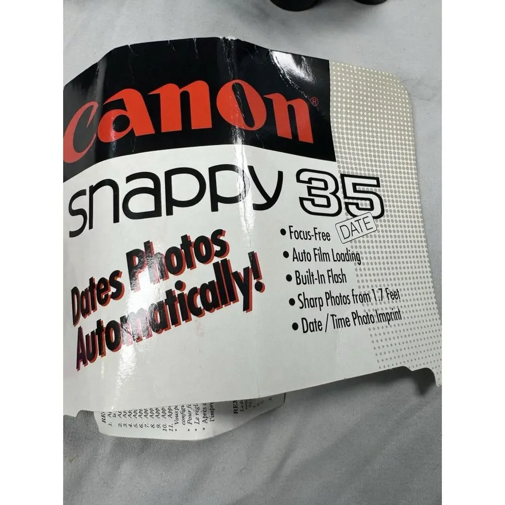 Canon Snappy 35 Date 35mm Film Camera Bundle Case Manual Film Canisters